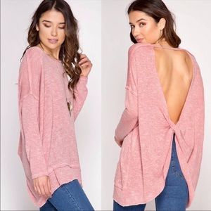 Open Back Twist Detail Long Sleeve